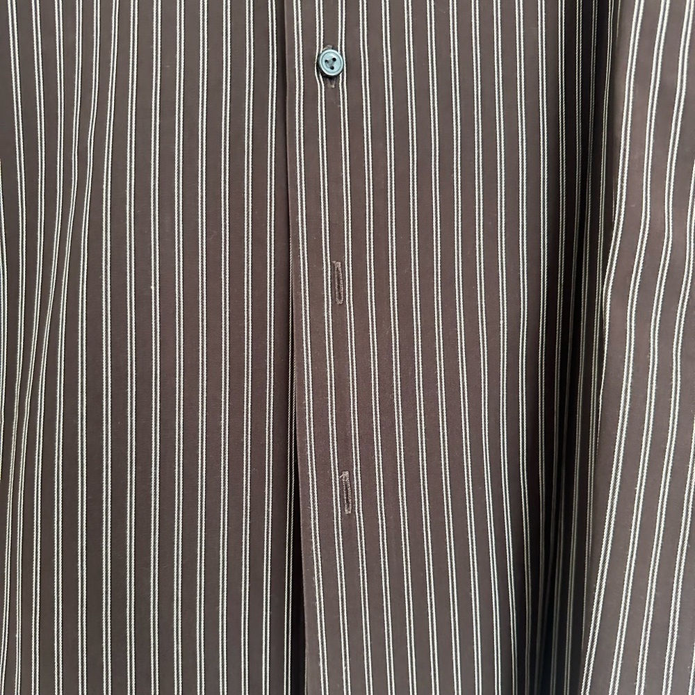 BCBG Brown Casual Button Down Shirt with Stripes - Picture 3 of 7